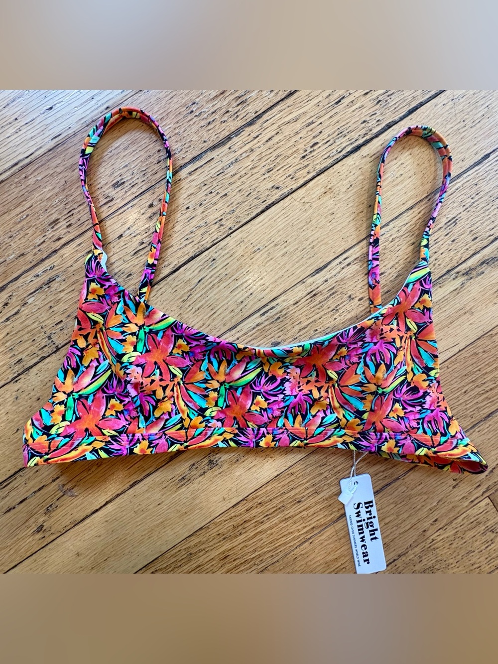 Bright Swimwear NWT Tropical Floral Bikini Top - Neon Multi